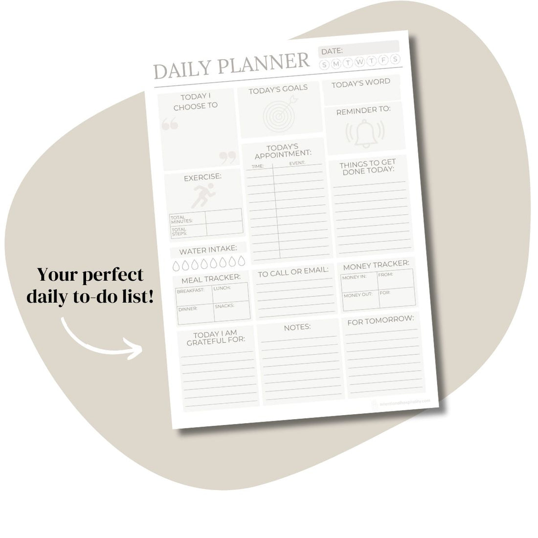 Motivational Daily Planner Sheet (Tan)
