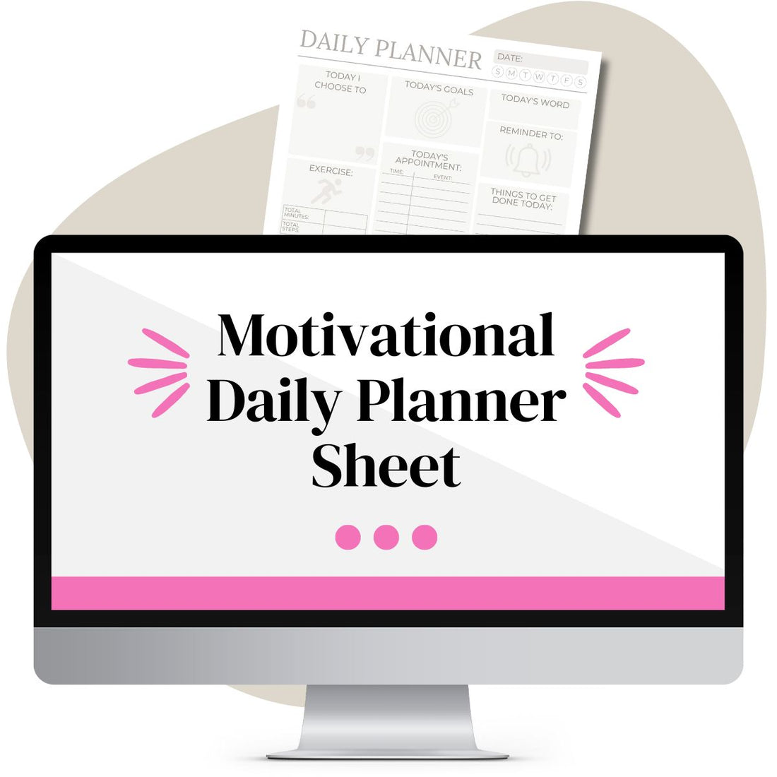 Motivational Daily Planner Sheet (Tan)