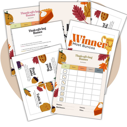 Thanksgiving Bunco Game Bundle